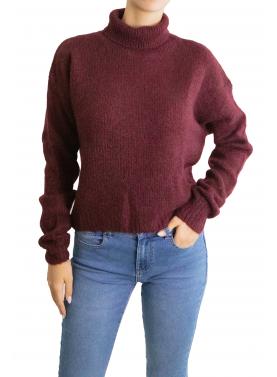 Maglione mohair tinta unita collo alto